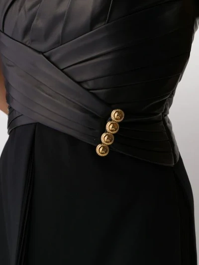 Shop Versace Asymmetric Sleeves Short Dress In Black