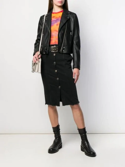 Shop Pinko Logo Buckle Midi Skirt In Black