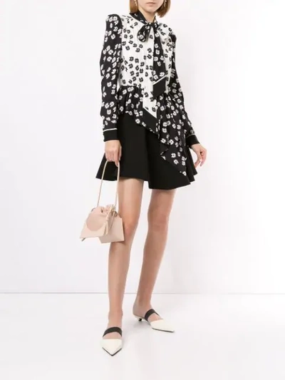 Shop Self-portrait Asymmetric Floral-print Blouse In Black