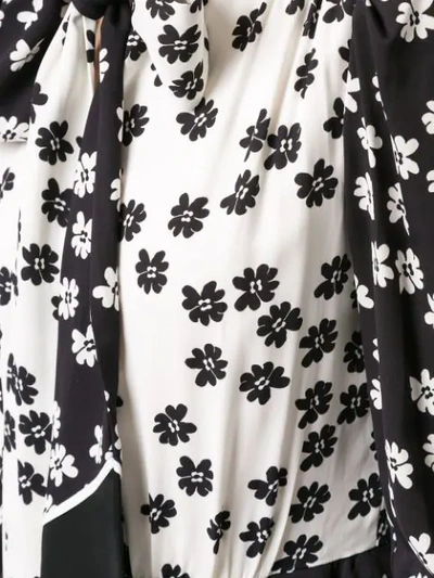 Shop Self-portrait Asymmetric Floral-print Blouse In Black