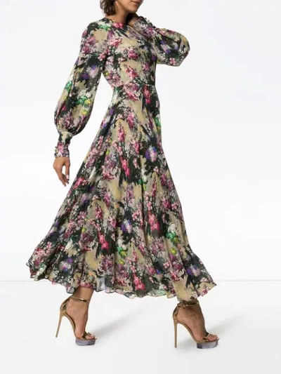 Shop Rotate Birger Christensen Floral Long-sleeved Maxi Dress In 6123 Wild Flower