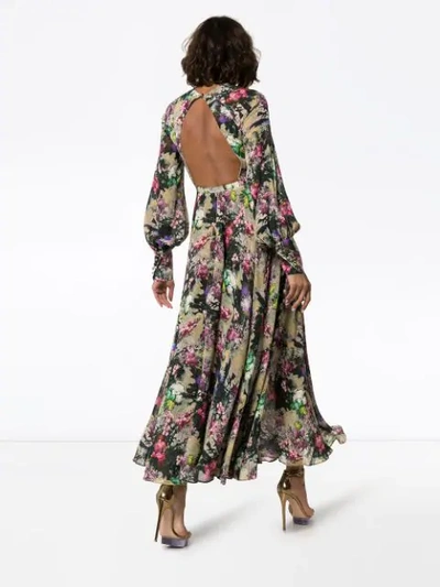 Shop Rotate Birger Christensen Floral Long-sleeved Maxi Dress In 6123 Wild Flower