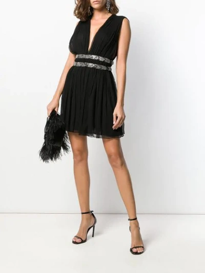 Shop Saint Laurent Deep V-neck Mini Dress In Black