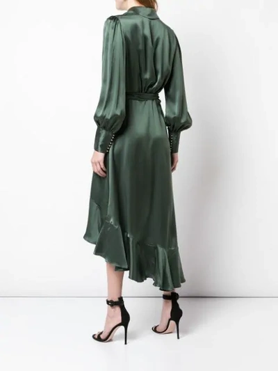 Shop Zimmermann Ruffled Wrap Dress In Green