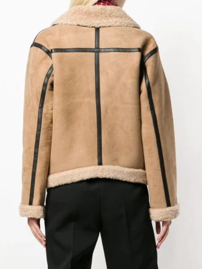 Shop Victoria Victoria Beckham Shearling Fitted Jacket In Neutrals