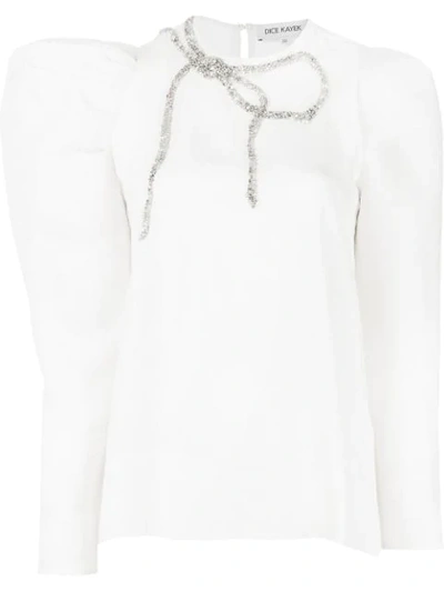 Shop Dice Kayek Asymmetric Silk Blouse In Off White