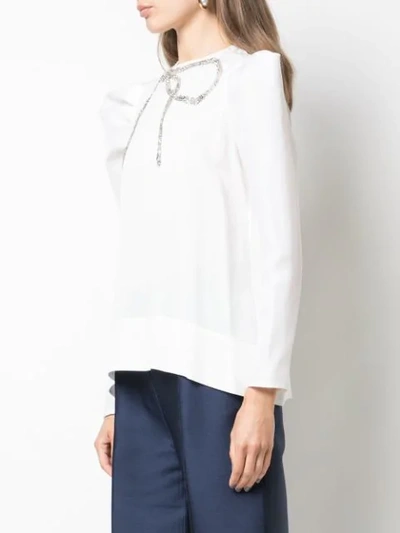 Shop Dice Kayek Asymmetric Silk Blouse In Off White