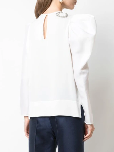 Shop Dice Kayek Asymmetric Silk Blouse In Off White