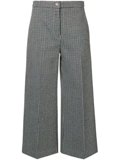 Shop Msgm Houndstooth Trousers In Blue