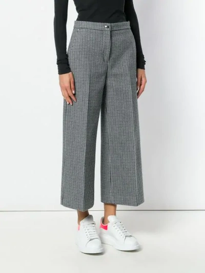 Shop Msgm Houndstooth Trousers In Blue