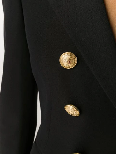 Shop Balmain Embossed Button Blazer In Black