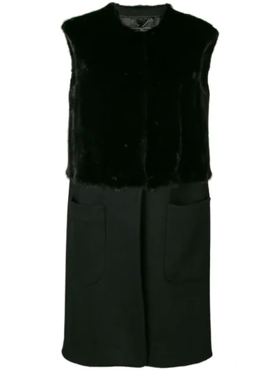 Shop Ferragamo Salvatore  Mink Fur Detailed Vest - Black