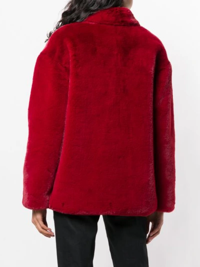 Shop Acoté Faux Fur Oversized Jacket In Red