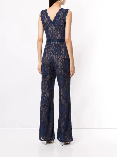 Shop Tadashi Shoji Lace Jumpsuit All-in-one In Blue