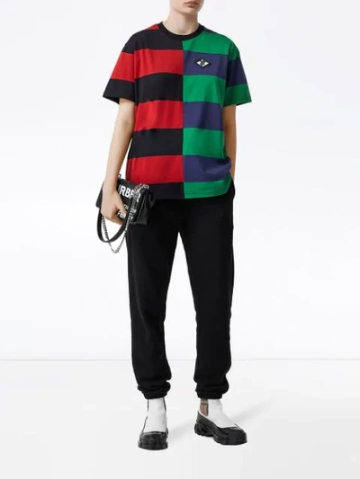 Shop Burberry Contrast Stripe Cotton Oversized T-shirt In Multicolour