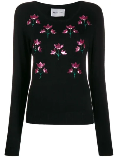 Shop Be Blumarine Floral Embroidered Sweatshirt In Black