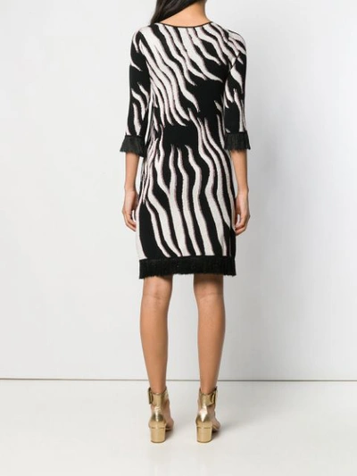 Shop Just Cavalli Tiger Knit Sweater Dress In Black