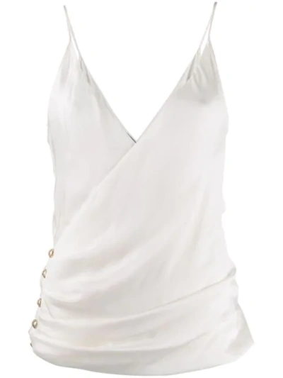 Shop Balmain Wrap-style Camisole Blouse In White