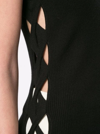 Shop Dion Lee Fitted Cut-out Top In Black