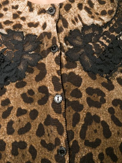 Shop Dolce & Gabbana Leopard Print Cardigan In Brown