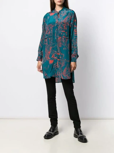 Shop Diesel Oversized Embroidered Shirt In Blue
