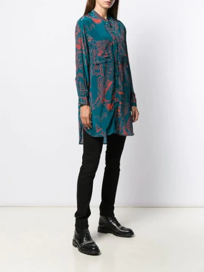 Shop Diesel Oversized Embroidered Shirt In Blue