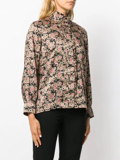 Shop Sandro Paisley Print Shirt In 20 Noir