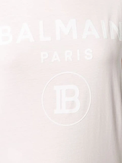 Shop Balmain Logo Print Tank Top In Pink