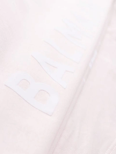 Shop Balmain Logo Print Tank Top In Pink