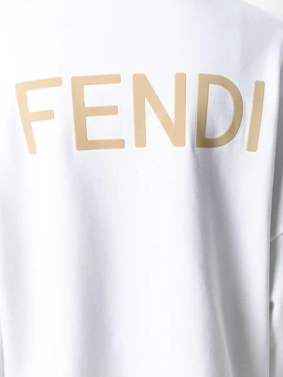 Shop Fendi Embroidered Logo Hoodie In White