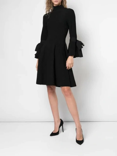 Shop Carolina Herrera Tie-detail Ribbed Dress In Black