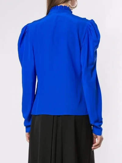 Shop Anna October Magenta Ruffle-trimmed Blouse In Blue