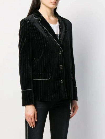 Shop Liu •jo Striped Fitted Blazer In Black