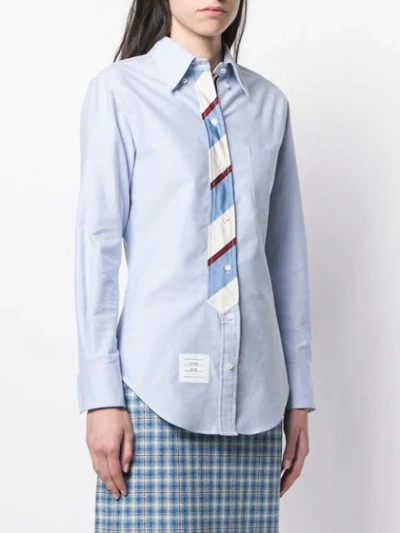 Shop Thom Browne Tie-detail Oxford Shirt In Blue