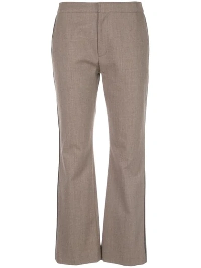 Shop Adeam Stripe Detail Tailored Trousers In Brown