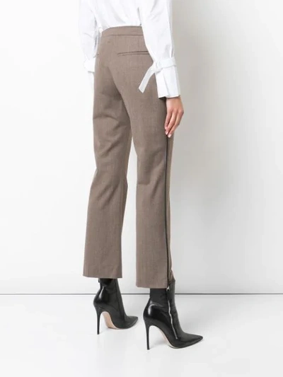 Shop Adeam Stripe Detail Tailored Trousers In Brown