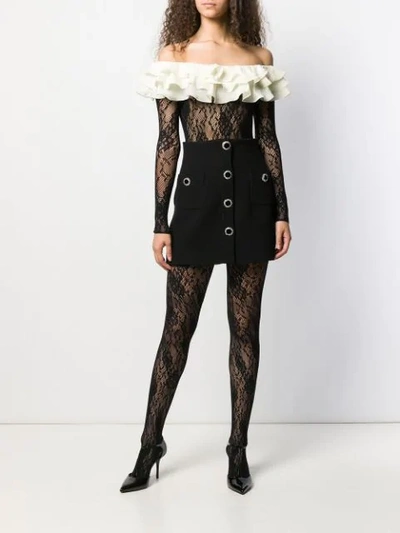 Shop Alessandra Rich Decorative Button Skirt In Black