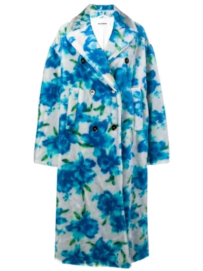 Shop Jil Sander Fidenza Floral Coat In Blue