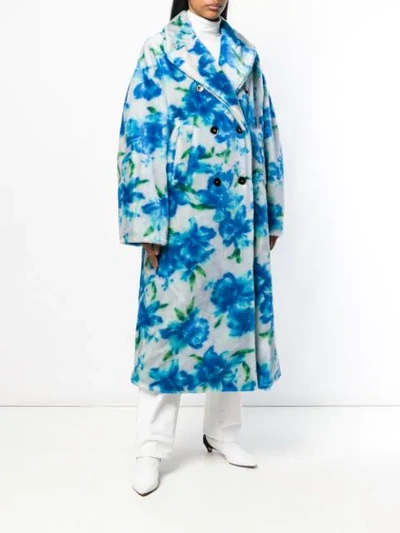 Shop Jil Sander Fidenza Floral Coat In Blue