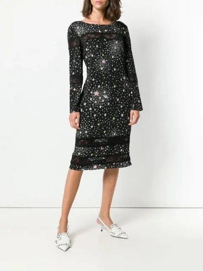 Shop Boutique Moschino Star Print Dress In Black