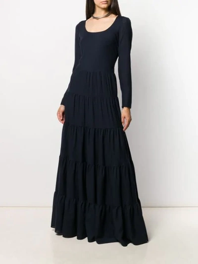 Shop Gabriela Hearst Long-sleeve Flared Dress In Blue