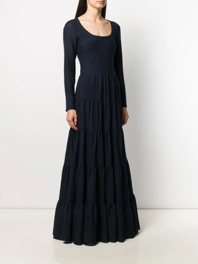 Shop Gabriela Hearst Long-sleeve Flared Dress In Blue