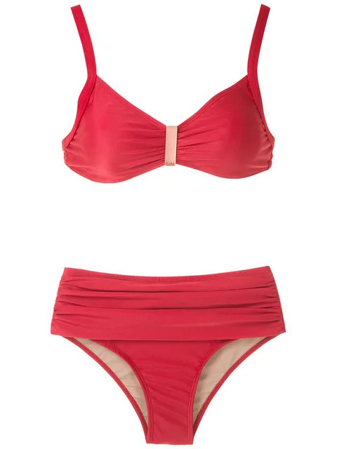 Lygia & Nanny Anne Plain Bikini Set In Red | ModeSens