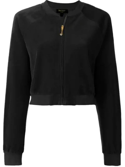 Shop Juicy Couture Cropped Zipped Jacket In Black