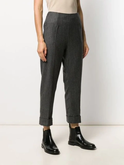 Shop Antonio Marras Pinstriped Cropped Trousers In Grey