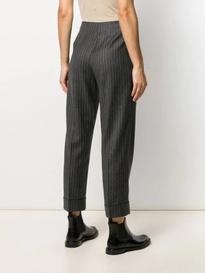Shop Antonio Marras Pinstriped Cropped Trousers In Grey
