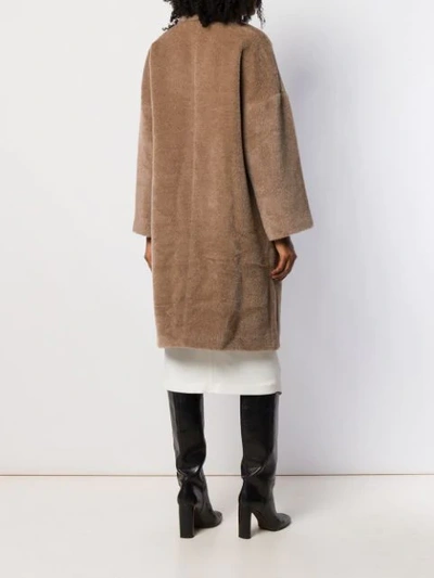 Shop Brunello Cucinelli Double Breasted Fur Coat In Brown