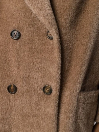 Shop Brunello Cucinelli Double Breasted Fur Coat In Brown