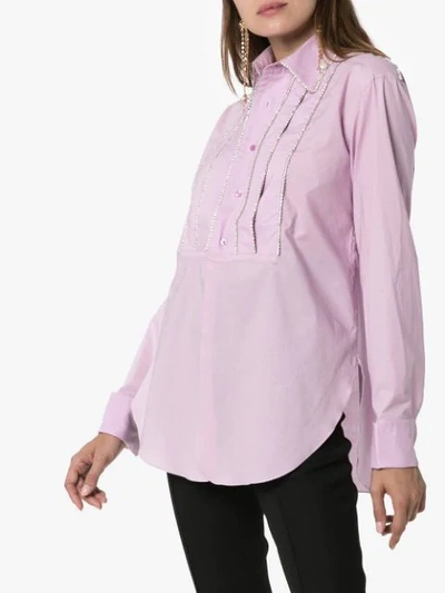 Shop Area Embellished Tucks Tailored Shirt In Pink