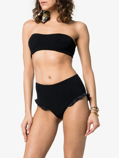 Hunza G Osiris Bandeau High Waisted Frill Bikini In Black